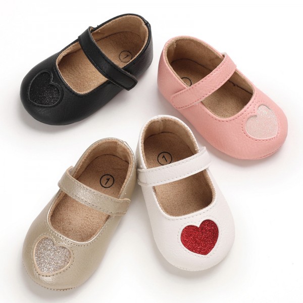 Spring and autumn 0-1-year-old girl baby princess love Han Fan anti-skid soft bottom grinding Baotou 0-6-12 months toddler shoes 