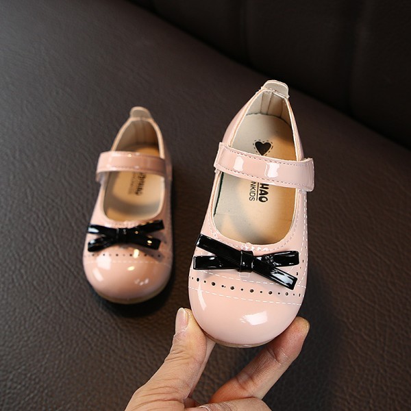 Girls bow single shoes princess shoes soft soled leather shoes 2020 spring style foreign style little girls leather shoes toddler shoes wholesale 