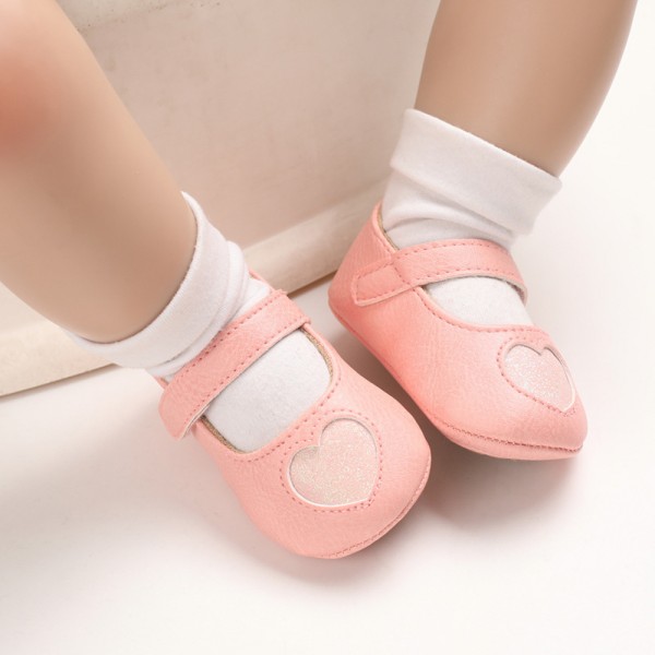 Spring and autumn 0-1-year-old girl baby princess love Han Fan anti-skid soft bottom grinding Baotou 0-6-12 months toddler shoes 